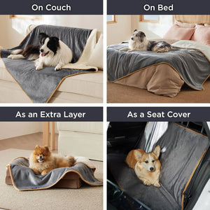 Premium Reversible Sherpa Fleece Pet Blanket — Waterproof, Pee Proof Cover for Dogs, Cats & Furniture - Rover Ready Co