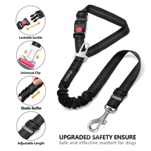 Reflective Dog Safety Seat Belt | Adjustable | Quick Release - Rover Ready Co