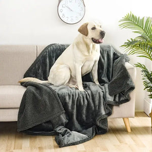 Waterproof dog blanket furniture protector side detail view