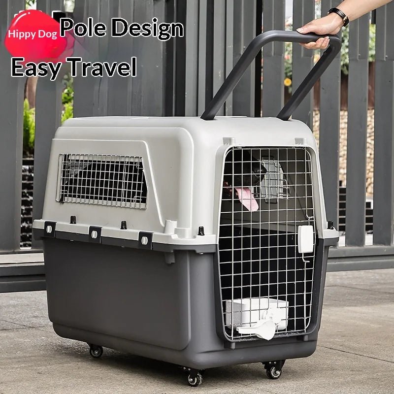 IATA - Compliant Large Dog Travel Crate with Wheels & Telescopic Handle — Airline Approved - Rover Ready Co