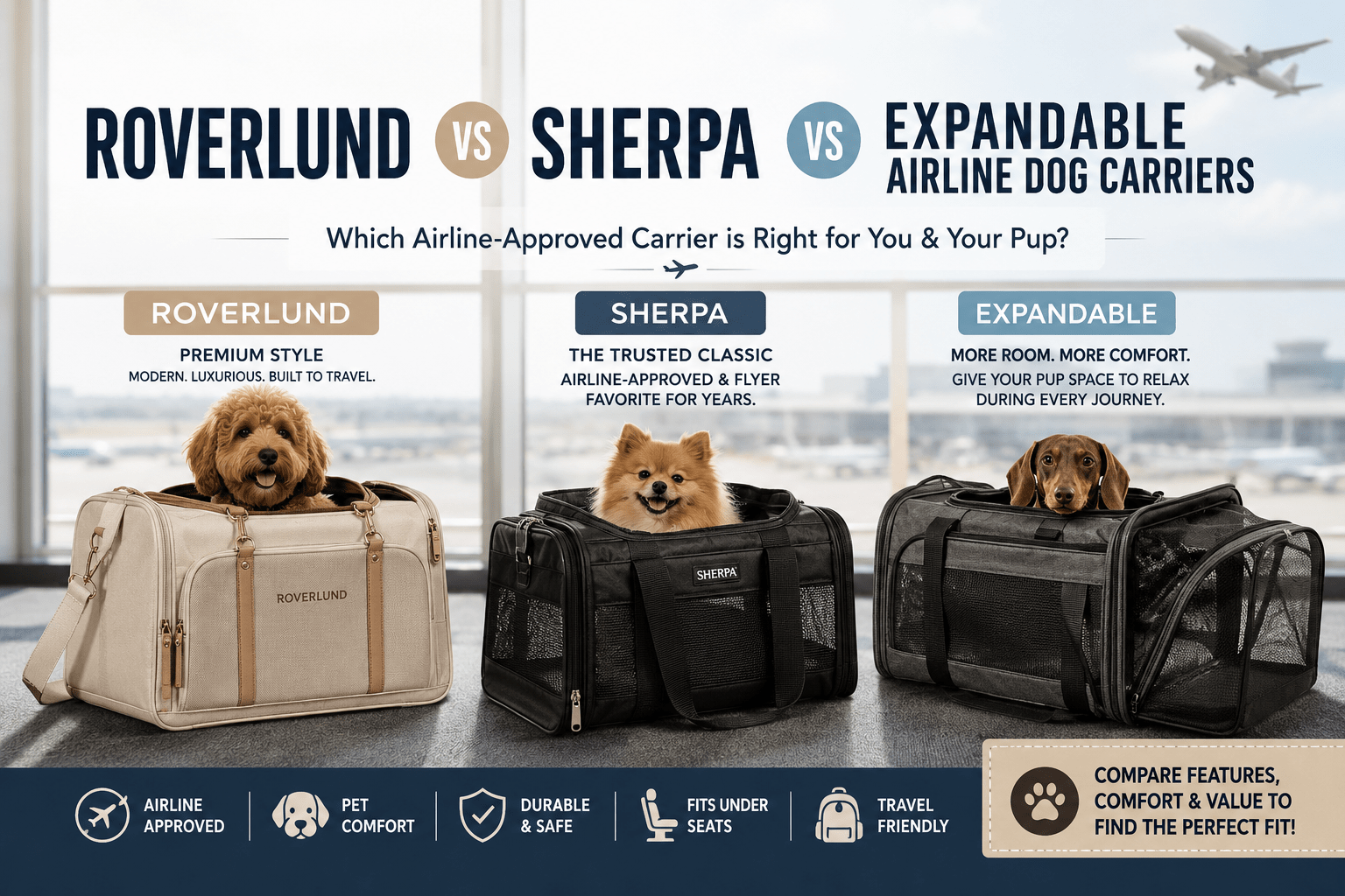 Roverlund Vs Sherpa Vs Expandable Airline Dog Carriers - Rover Ready Co