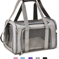 Large Capacity Airline Approved Dog Carrier for Travel in light gray, featuring breathable mesh panels, sturdy handles, and a roomy interior designed for cats and dogs, offering airline-fit guidance for stress-free travel with your dog. Travel Confidently. Fly Ready. Stay Rover Ready.