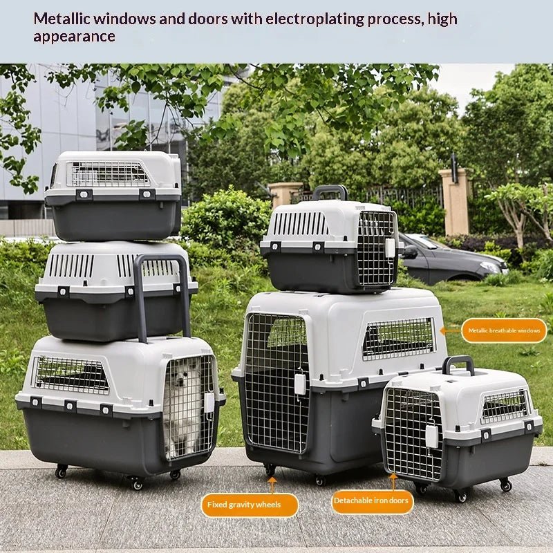 IATA - Compliant Large Dog Travel Crate with Wheels & Telescopic Handle — Airline Approved - Rover Ready Co