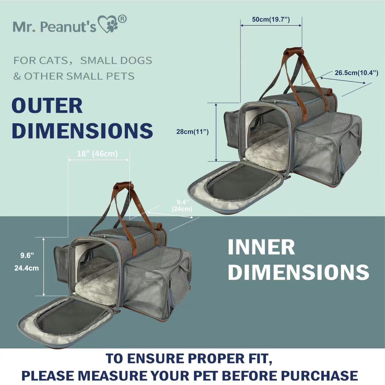 Mr. Peanut's Gold Series Big Apple XL Size Double Expandable Pet Carrier - Rover Ready Co