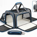 Pet carrier with wheels on a white background
